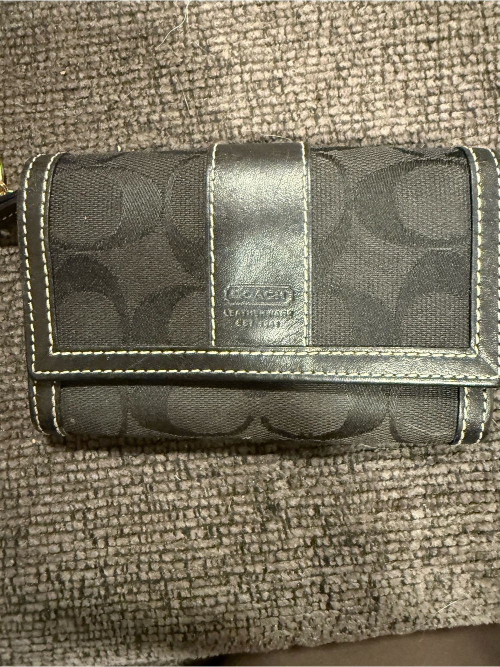 Coach Black Signature Canvas Card Holder Wallet